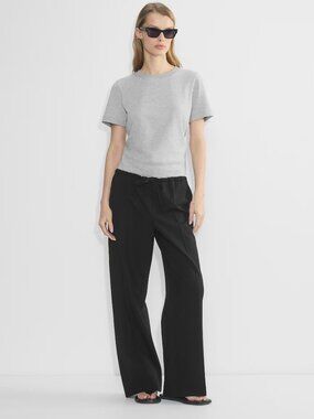 Aritzia Babaton Equity Pant Wide Leg Wool Twill Black White Size Large